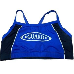 Rise‎ Aquatics Blue and Black Lifeguard Swimsuit Top Medium